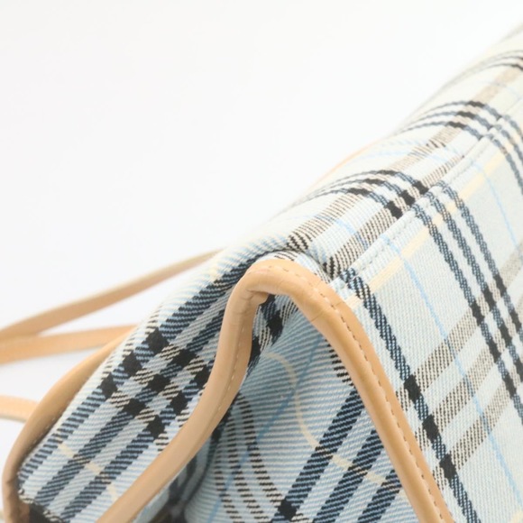 BURBERRY Blue Label Nova Check Hand Bag Canvas Light Blue Auth ki1534 - Picture 9 of 16
